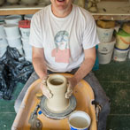 Matthew Blakely at work in his workshop 2017 - Throwing